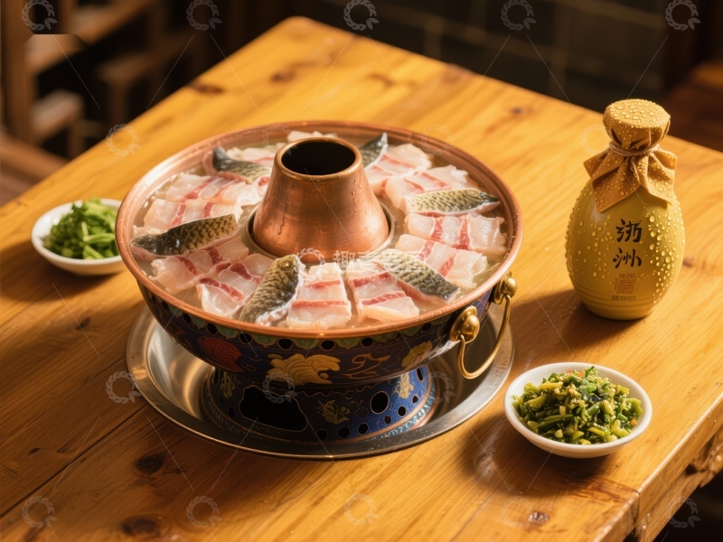 高清大图下载【趣麦麦图】热气腾腾的火锅与配菜