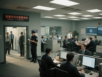 办公室内工作人员紧张有序工作