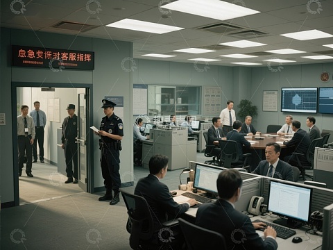 办公室内工作人员紧张有序工作