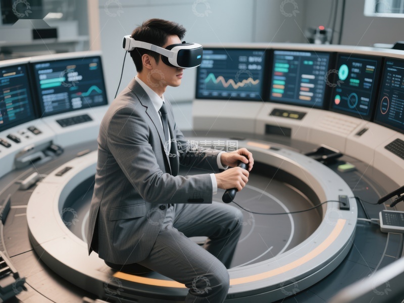 高清大图下载【趣麦麦图】商务人士使用虚拟现实设备分析数据