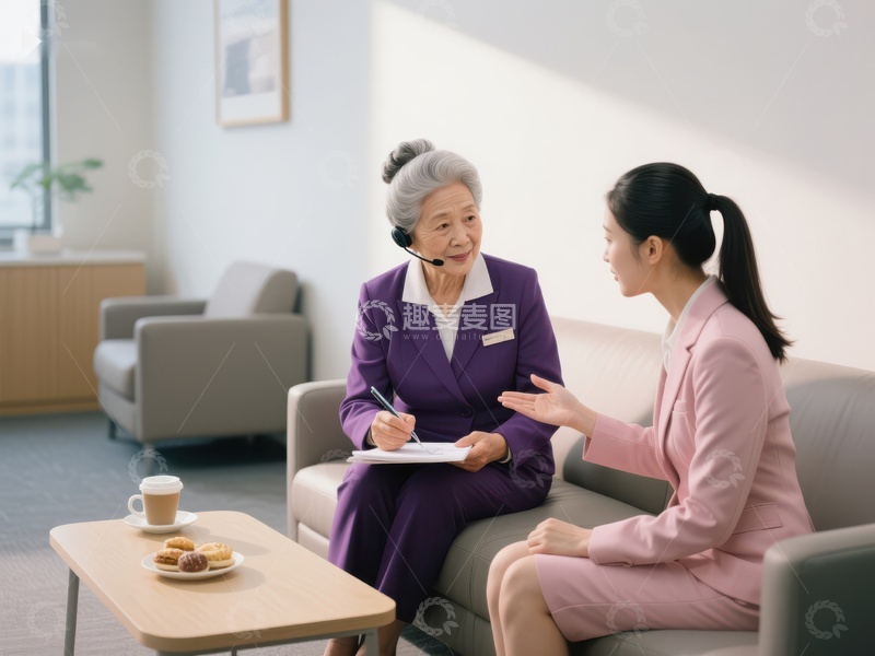 高清大图下载【趣麦麦图】商务会谈：两位女性在办公室交流