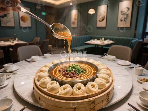 热汤浇灌的中式美食
