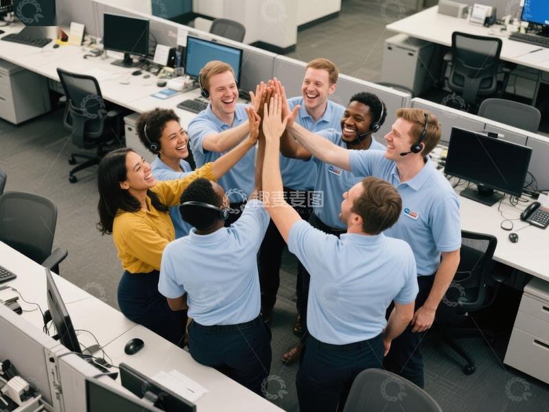 高清大图下载【趣麦麦图】办公室团队庆祝成功