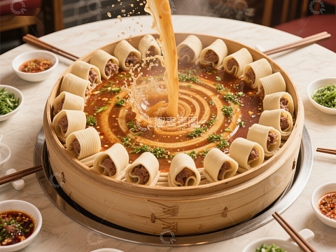 热汤浇灌的特色美食