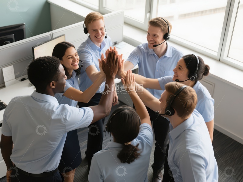 高清大图下载【趣麦麦图】客服团队齐心协力庆祝成功