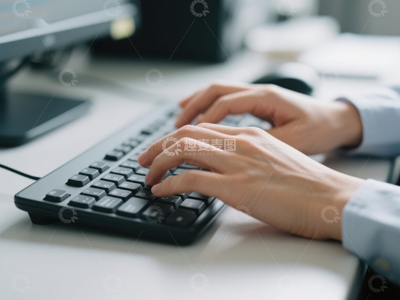 高清大图下载【趣麦麦图】办公桌前双手敲击键盘