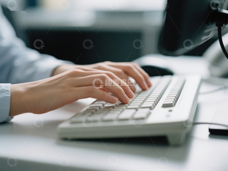 高清大图下载【趣麦麦图】办公桌前双手敲击键盘