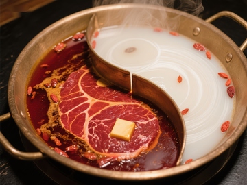 鸳鸯火锅配牛肉片
