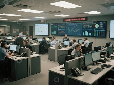监控中心工作人员紧张操作