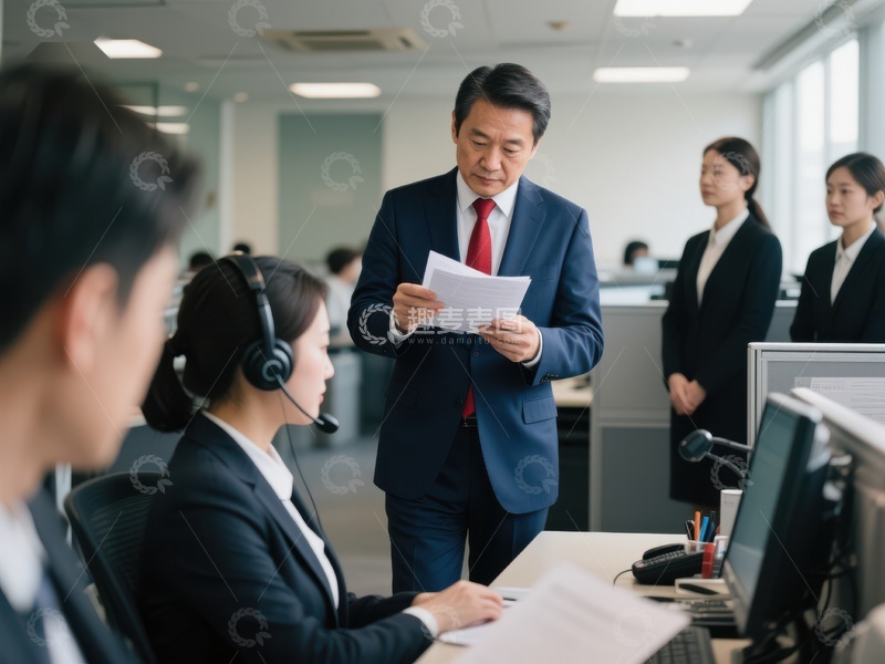 办公室内主管指导员工工作