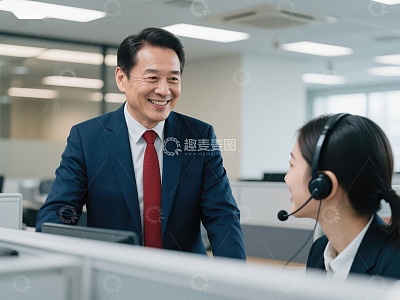 商务人士与客服交流