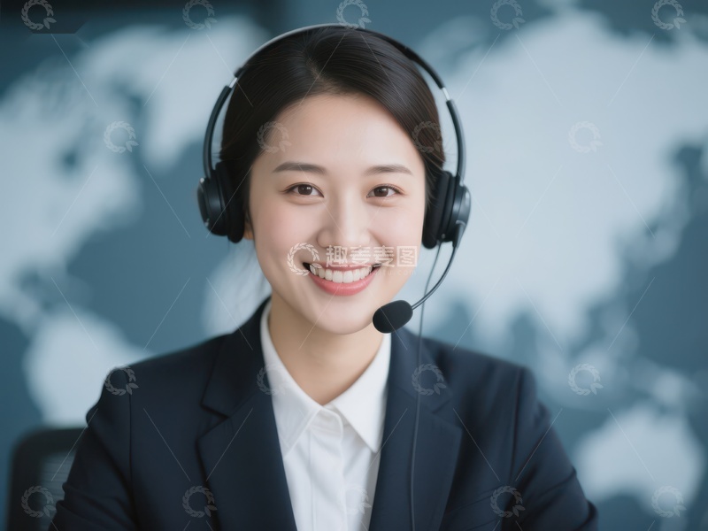 高清大图下载【趣麦麦图】客服人员微笑面对镜头