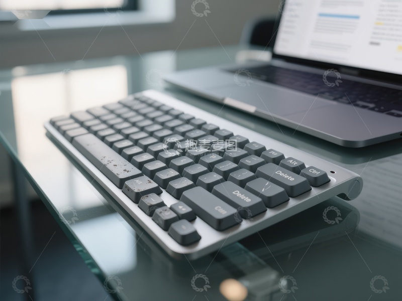 高清大图下载【趣麦麦图】办公桌上的键盘与笔记本电脑