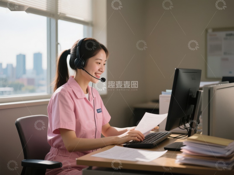 高清大图下载【趣麦麦图】客服人员在办公室工作
