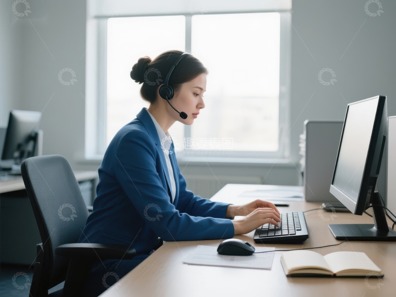 高清大图下载【趣麦麦图】客服人员专注工作
