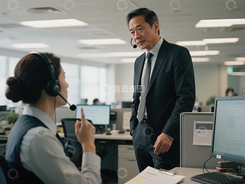 办公室内主管与员工交流