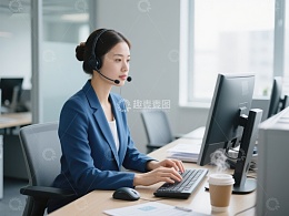 客服人员正在使用电脑工作