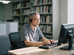 图书馆内工作人员使用电脑
