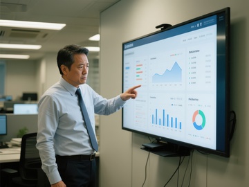 商务人士分析大屏数据图表