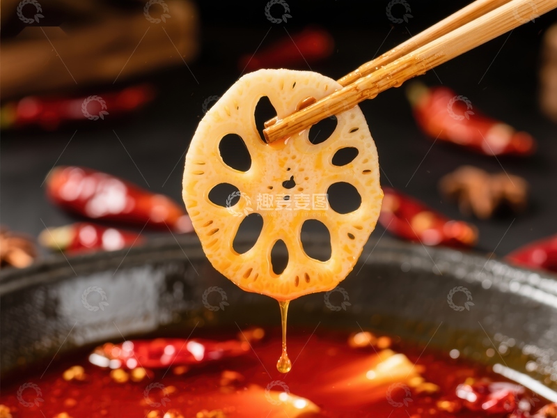 高清大图下载【趣麦麦图】火锅中的莲藕片特写