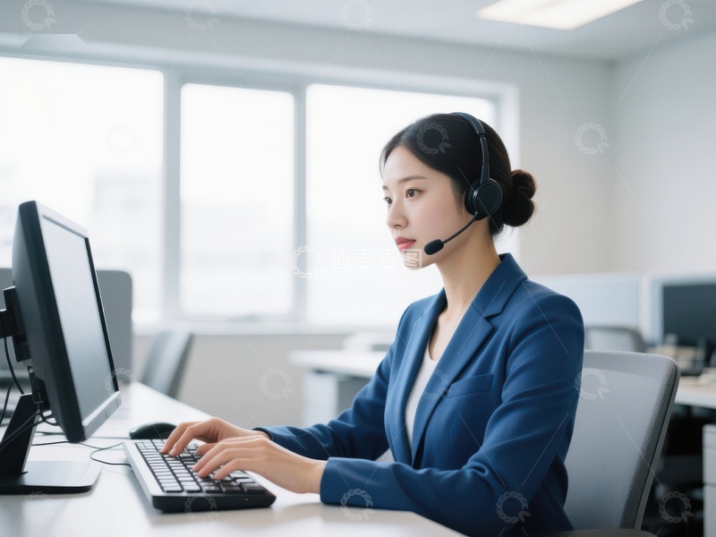 高清大图下载【趣麦麦图】客服人员专注工作