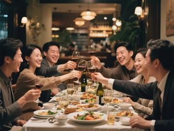 朋友聚餐举杯庆祝温馨时刻