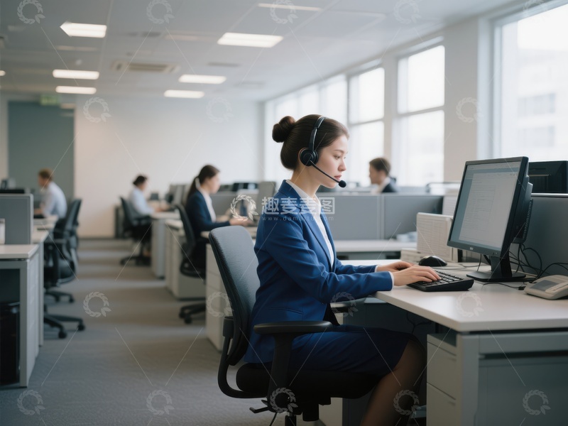 高清大图下载【趣麦麦图】客服人员在办公室工作