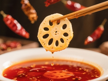 火锅中的莲藕片