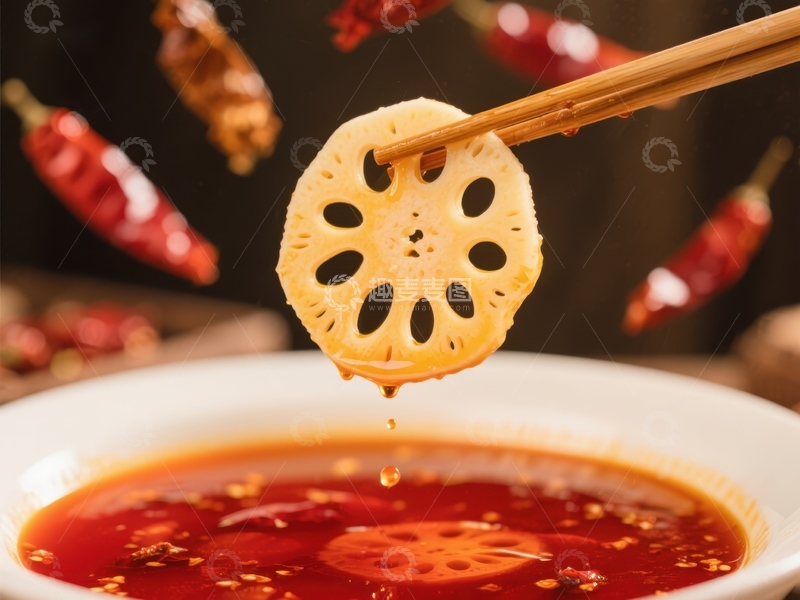 高清大图下载【趣麦麦图】火锅中的莲藕片