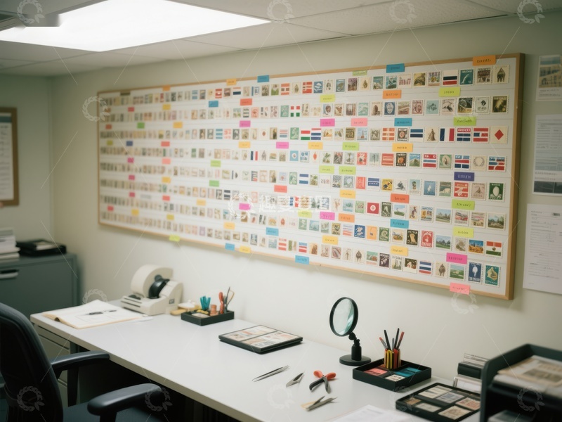 高清大图下载【趣麦麦图】办公室内展示各国旗帜的墙面