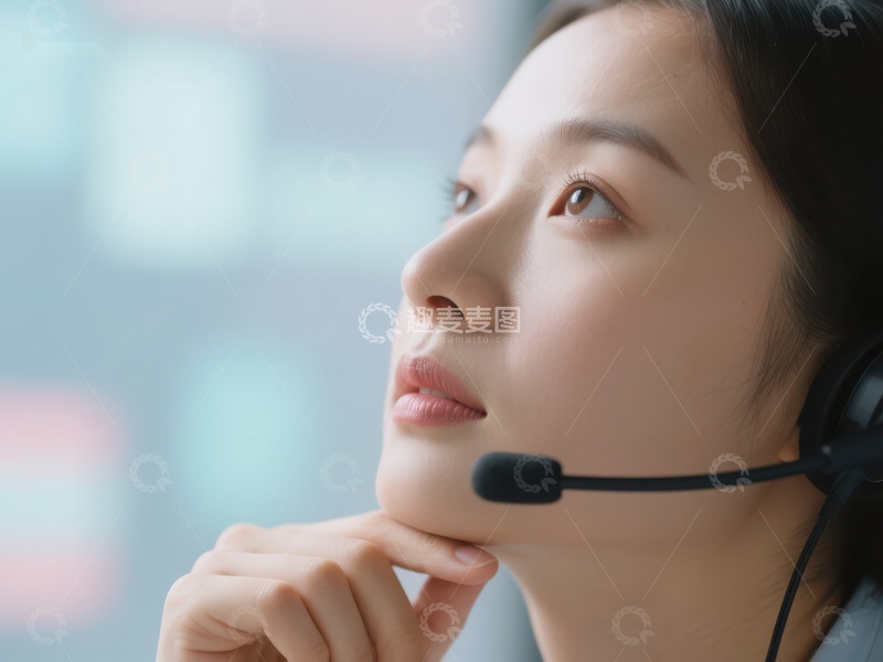 高清大图下载【趣麦麦图】客服人员专注思考