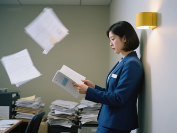 职场女性专注阅读文件