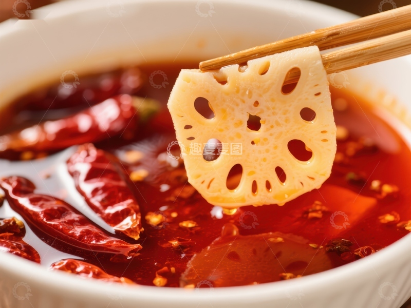 高清大图下载【趣麦麦图】火锅中的莲藕片