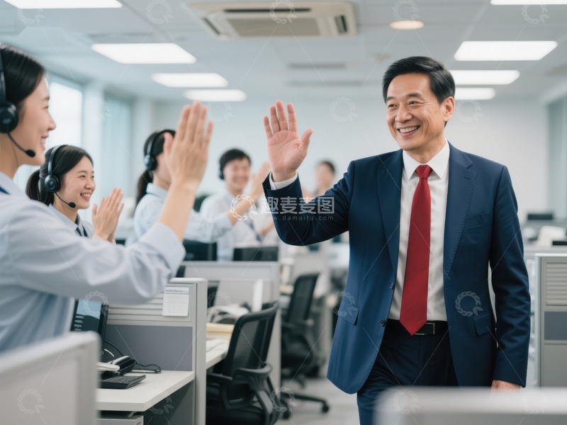 高清大图下载【趣麦麦图】职场团队庆祝成功时刻