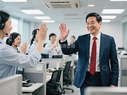 职场团队庆祝成功时刻