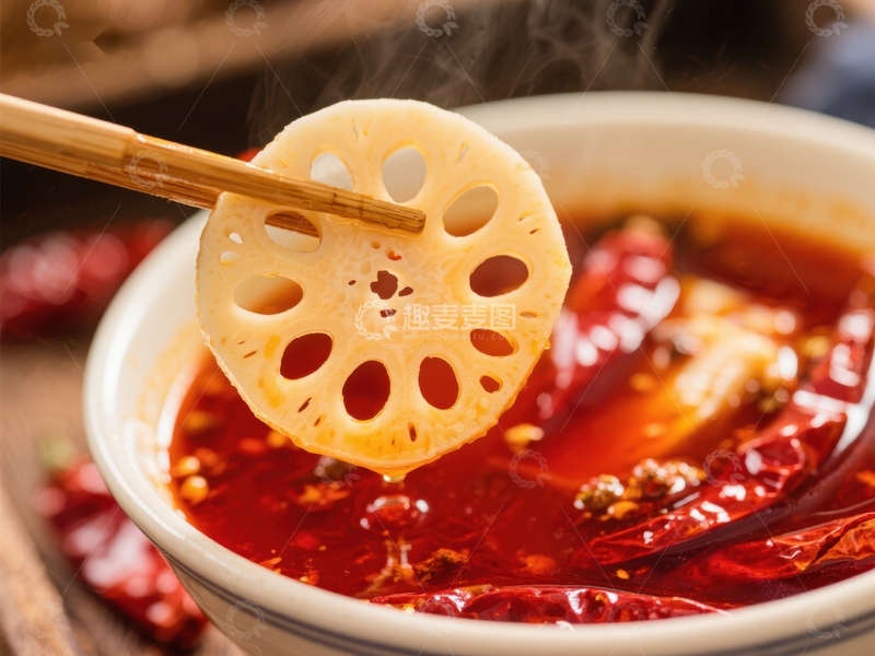 高清大图下载【趣麦麦图】火锅中的莲藕片