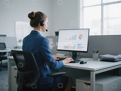 商务女性在办公室分析数据