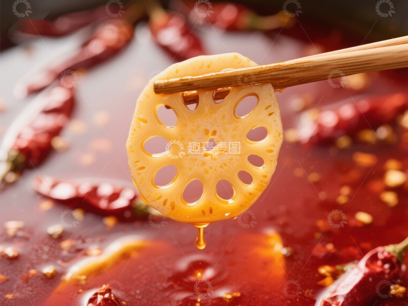 高清大图下载【趣麦麦图】火锅中的莲藕片