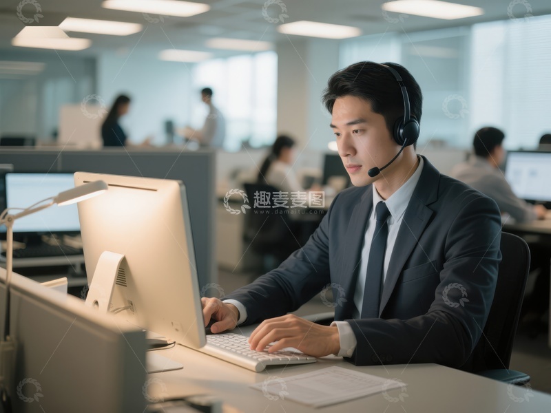 高清大图下载【趣麦麦图】客服人员专注工作