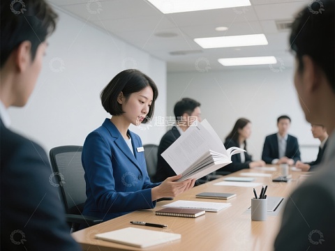 商务会议中的专注阅读