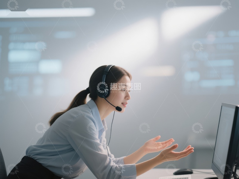 高清大图下载【趣麦麦图】客服人员专注工作