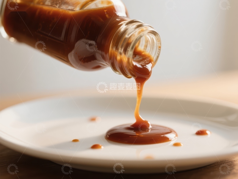 高清大图下载【趣麦麦图】焦糖酱缓缓倒入盘中