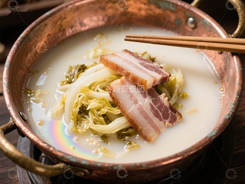 酸菜白肉锅，热气腾腾的美味