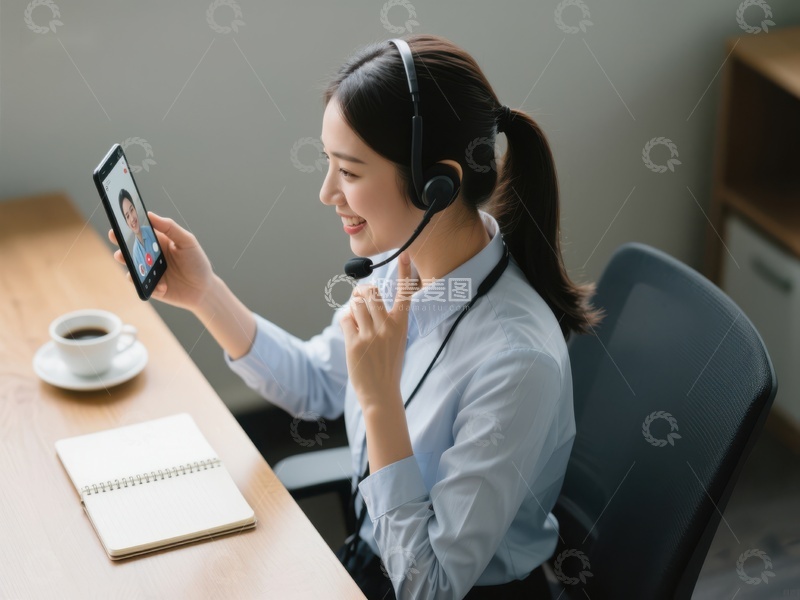 高清大图下载【趣麦麦图】客服人员进行视频通话