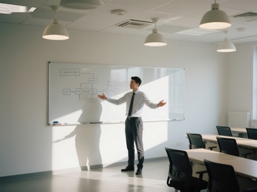 商务人士在会议室讲解流程图