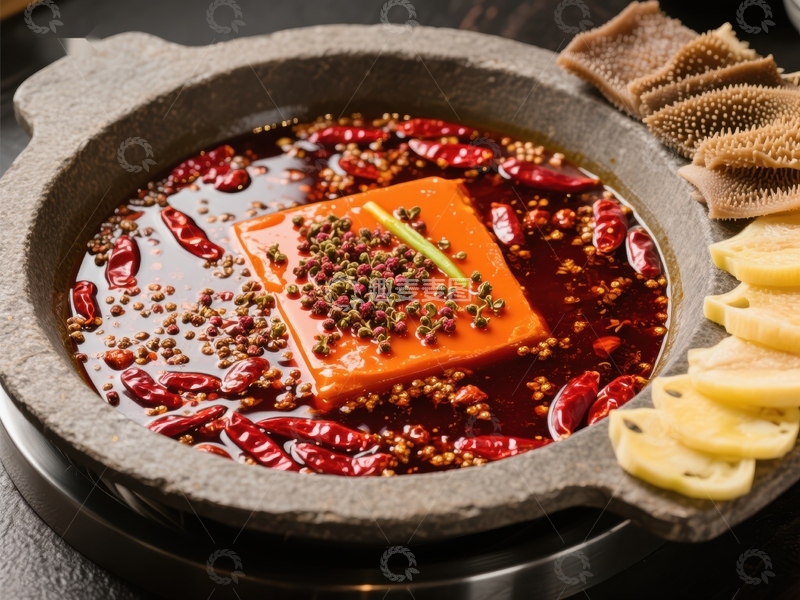 高清大图下载【趣麦麦图】麻辣火锅中的豆腐块