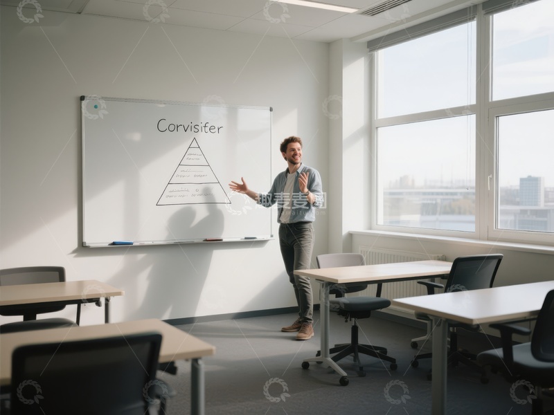 高清大图下载【趣麦麦图】教室讲解，白板展示金字塔模型