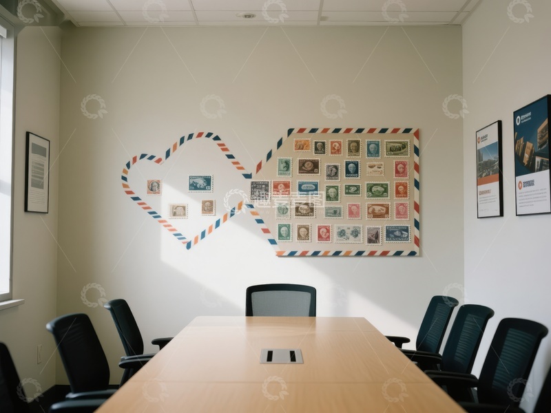高清大图下载【趣麦麦图】会议室墙绘邮票装饰