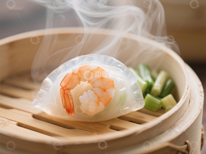 高清大图下载【趣麦麦图】蒸笼中的鲜虾春卷