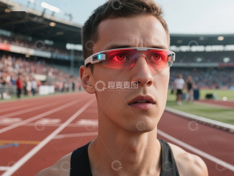 高清大图下载【趣麦麦图】运动员佩戴智能眼镜在跑道上